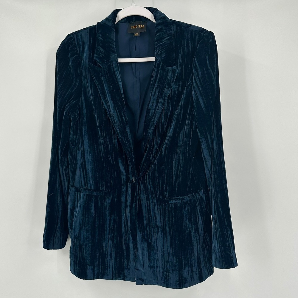 Truth by Republic Women Moody Old Money Velvet Blazer Jacket Size M Luxe Evening